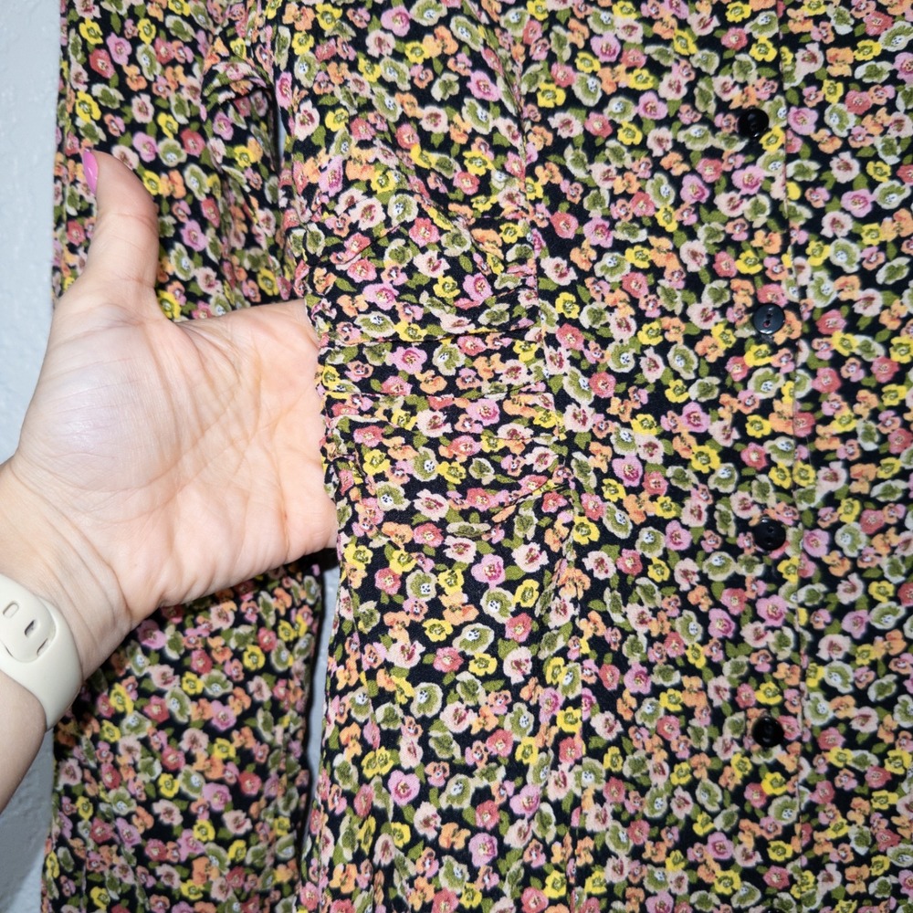 New Zara Liberty Floral Long Sleeve‎ Mini Dress Size XS - Picture 4 of 9